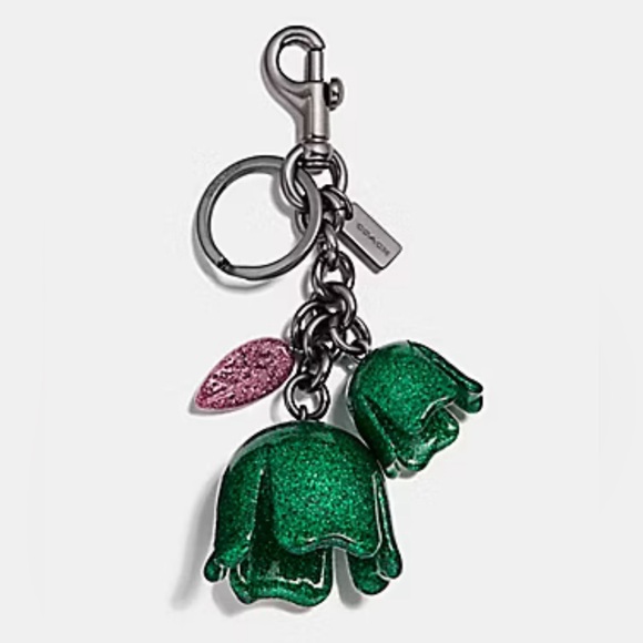 Coach New York Green Flower Keychain - Picture 1 of 8